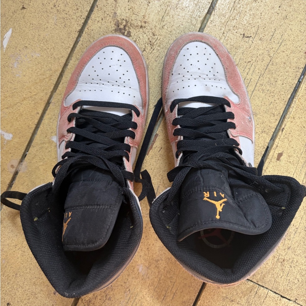 Jordan High-Top Sneakers in Pink, White & Black